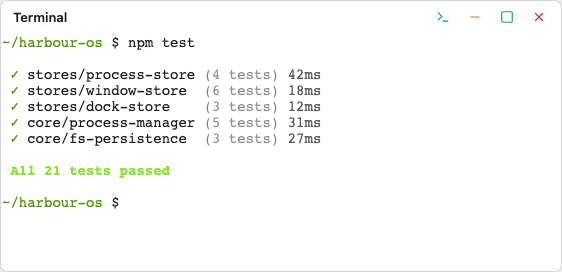 Terminal running inside Harbour OS